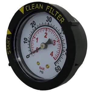 Pentair OEM Pressure Gauge with Clean-Dirty Indicator | .25" NPT Back Mount | 190059 190059Z