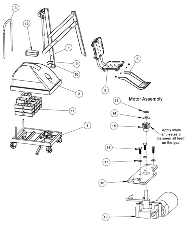 SR Smith PAL Hi-Lo ADA Compliant Pool Lift | 250-0000 Parts Schematic