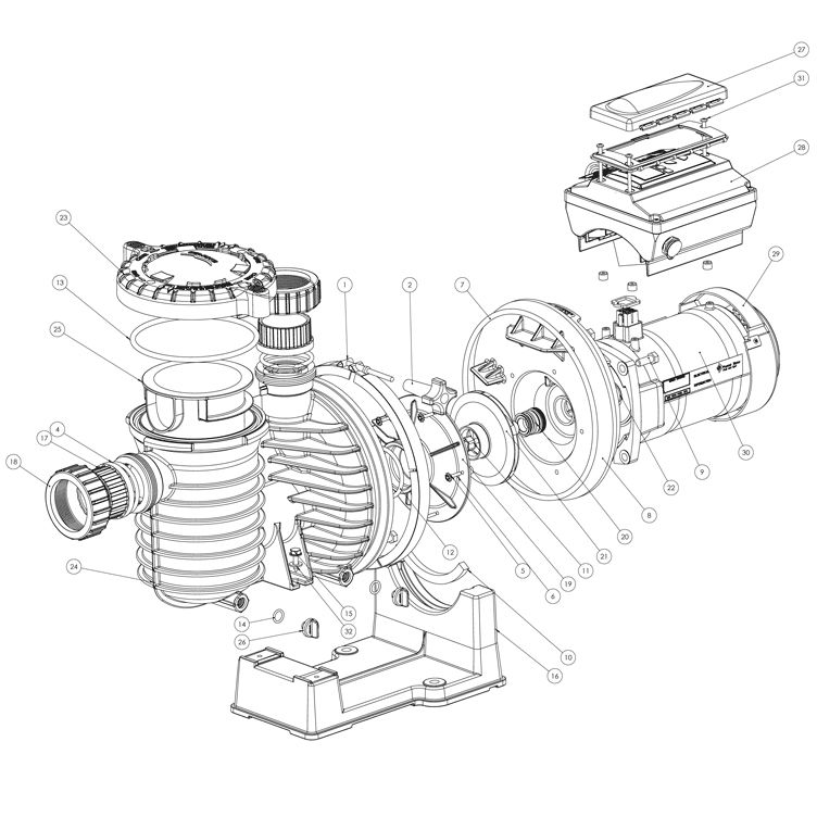 Sta-Rite IntelliPro Programmable Variable Speed Pool Pump | Time Clock Included | P6E6VS4H-209L Parts Schematic