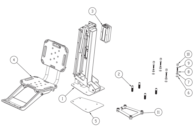 SR Smith MultiLift Pool Lift with Control System Assembly with Folding Seat and Armrests | 575-0105 Parts Schematic