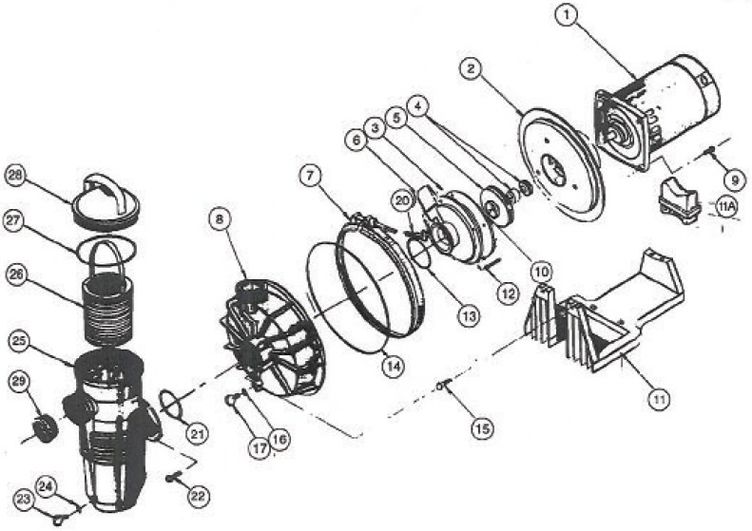 Pentair Waterfall 75GPM 115V 230V Specialty Pump | 340350 AFP-75 Parts Schematic