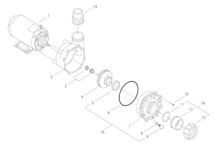 AquaFlo FloMaster XP2 2.0 HP 2-Speed 230V | 06120500-2040 Parts Schematic