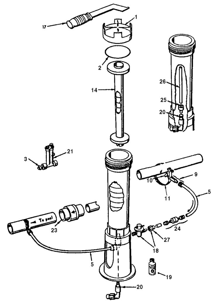 Pentair Rainbow 300 Automatic Off-Line Chlorine Feeder | R171016 Parts Schematic