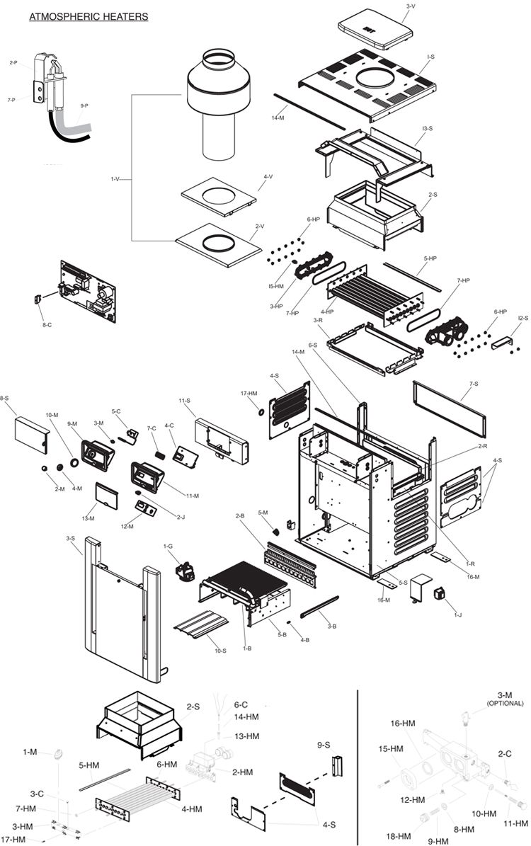 Raypak Digital ASME Certified Propane Gas Commercial Pool Heater 333k BTU | C-R336A-EP-C 009278 | B-R336A-EP-C 017385 Parts Schematic