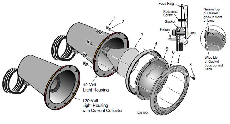 Pentair-Sta-Rite SwimQuip Pool Light for Inground Pools | 500W, 120V, 25' Cord | 05086-0025 Parts Schematic