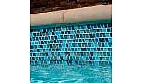 National Pool Tile Jules 1x1 Glass Series Pool Tile | Rustic Blue Blend |